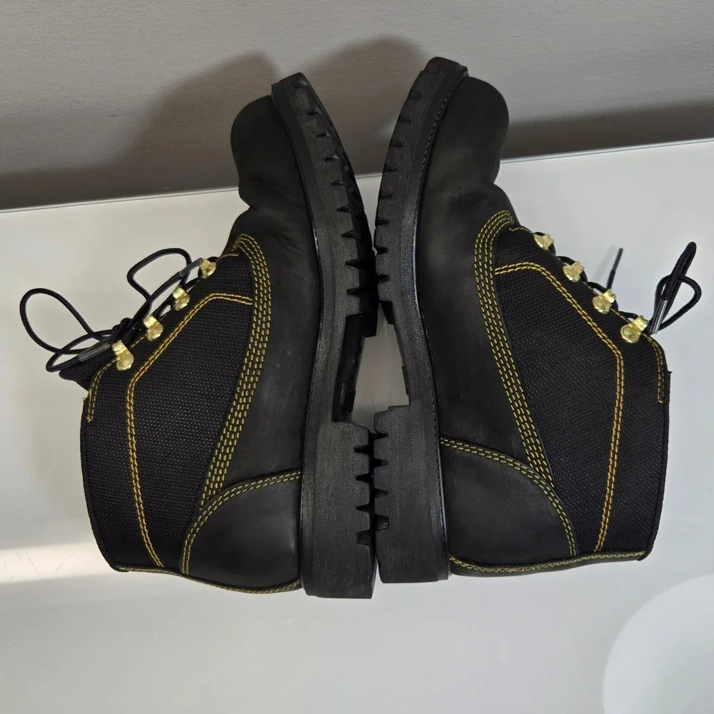 Timberland Waterproof Boots Mens 7 Black Campsite Chukka Leather Canvas Workwear